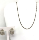 Sterling Silver Filigree Earrings and Sterling Silver Chain Necklace