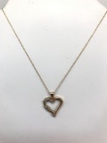 10k Yellow Gold Heart Pendant and Chain Necklace