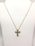 14k Yellow Gold and Diamond Pendant and 10k Chain Necklace