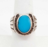 Native American Crafted Wide Band Horseshoe Ring