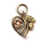 10k Yellow and Rose Gold Pearl and Diamond Pendant/Charm