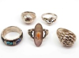 Lot of 5 : Sterling Silver Southwest Fashion Rings
