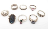 Lot of 8 : Sterling Silver Rings