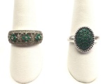 Lot of 2 : Sterling Silver and Green Tourmaline Rings