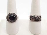 Lot of 2 : Sterling Silver and Marcasite Rings