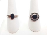 Lot of 2 : Sterling Silver and Onyx Rings