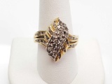 Gold over Sterling Silver and Diamond Cocktail Ring
