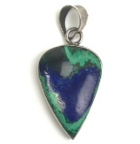 Mexican Crafted Azurite and Silver Pendant