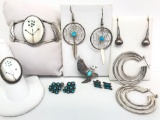 Costume Jewely/ Native American Silver Wardrobe : Cuff, Ring, Brooch and Earrings
