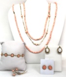 Coral and Gold Costume Jewelry Collection