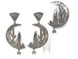 Kit Carson Sterling Silver Brooch and Earring Set