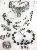 Collection of Natural Grays and Silver - Necklaces, Brooches, Earrings + Cuff