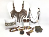 Bronze and Green Costume Jewelry Lot