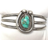 Vintage Native American Crafted Silver Cuff Bracelet