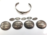 Coin Silver Cuff Bracelet and Native American Silver Concho Bracelet Findings
