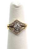 18k Yellow Gold and Diamond Inverted 