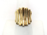 14k Yellow Gold Modernistic Ridge Style Ring