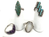Lot of 4 : Native Southwestern American Crafted Rings