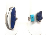 Lot of 2 : Sterling Silver and Lapis Modern Form Rings