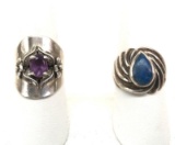 Lot of 2 : Sterling Silver Rings - Amethyst and Lapis