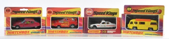 Group of 4 Matchbox Speed Kings Die-Cast Vehicles in Original Boxes