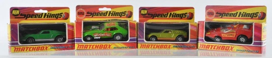 Group of 4 Matchbox Speed Kings Die-Cast Vehicles in Original Boxes