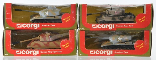 Group of 4 Corgi Die-Cast Tanks in Original Boxes