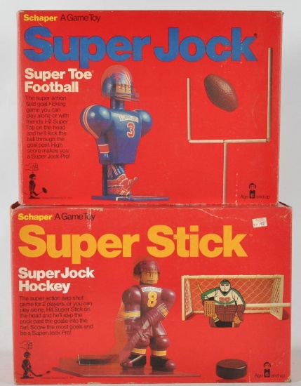 Group of 2 Schaper Super Jock and Super Stick Toys with Original Boxes
