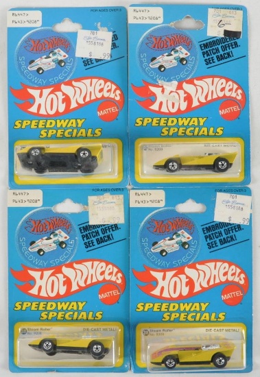 Group of 4 Hot Wheels Speedway Specials Steam Roller Die-Cast Vehicles in Original Packaging