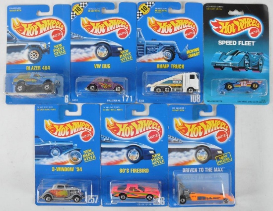 Group of 7 Hot Wheels Die-Cast Vehicles in Original Packaging