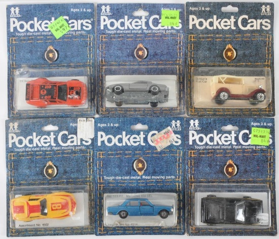 Group of 6 Tomy Pocket Cars Die-Cast Vehicles in Original Packaging