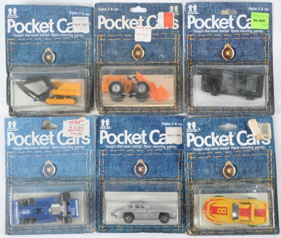 Group of 6 Tomy Pocket Cars Die-Cast Vehicles in Original Packaging