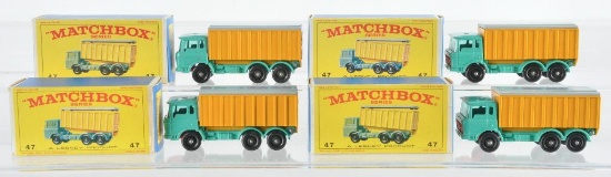Group of 4 Matchbox No. 47 DAF Tipper Container Trucks with Original Boxes
