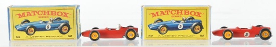 Group of 2 Matchbox No. 52 B.R.M Racing Car Die-Cast Vehicles with Original Boxes