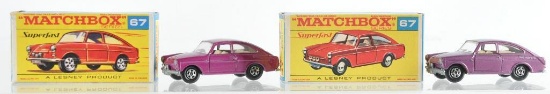 Group of 2 Matchbox Superfast No. 67 Volkswagen 1600TL Die-Cast Vehicles with Original Boxes