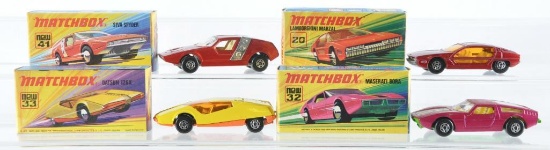 Group of 4 Matchbox Superfast Die-Cast Vehicles with Original Boxes