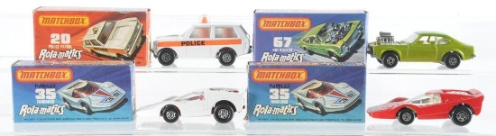 Group of 4 Matchbox Rola-Matics Die-Cast Vehicles with Original Boxes
