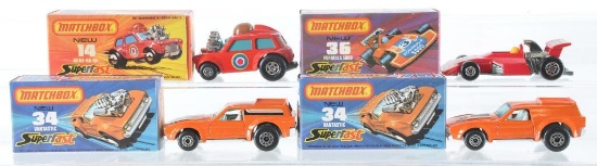 Group of 4 Matchbox Superfast Die-Cast Vehicles with Original Boxes