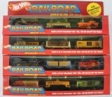 Group of 4 Hot Wheels Railroad Train Car Gift Sets in Original Packaging