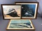 Group of vintage framed train prints