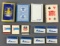 Group of vintage railroad playing cards, matches, soap