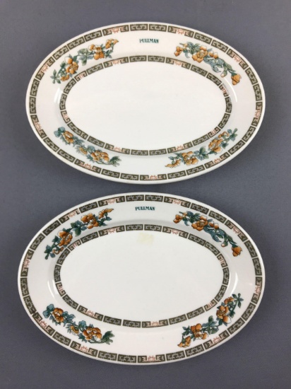 Group of 2 vintage Pullman oval serving plates