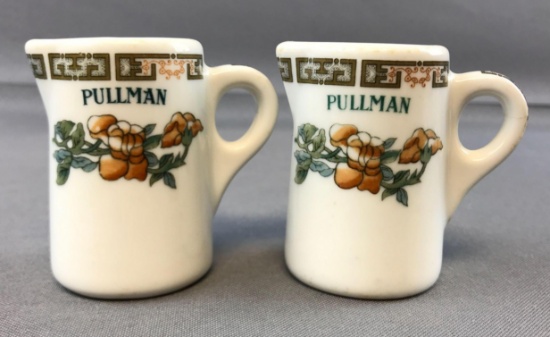 2 vintage Pullman Railroad Cream Pitchers with handles