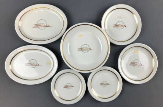 Group of 7 vintage Union Pacific Streamliner dishes