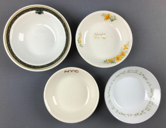 Group of 4 vintage railroad bowls