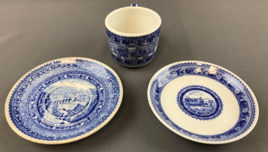 Group of 3 vintage railroad dishes