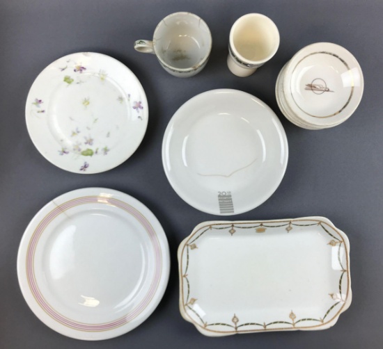 Group of vintage railroad dishes