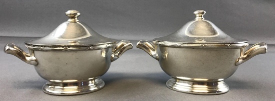Vintage Pullman Company silver soldered covered sugar bowls