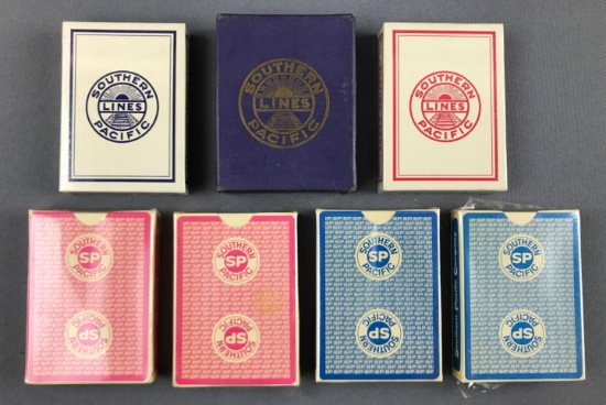 Group of 7 Vintage southern pacific railway playing cards