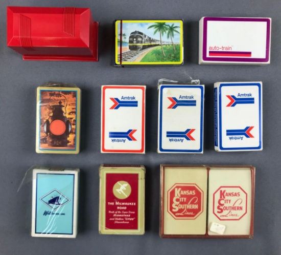 Group of 10 Vintage railway decks of playing cards